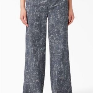 Dickies Wide Leg Pants Rinsed Navy Crosshatch Size 6R NWT
